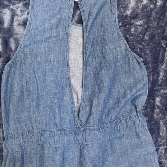 GAP Denim Sleeveless Tie-Waist Jumpsuit in Light Blue - Picture 2 of 5